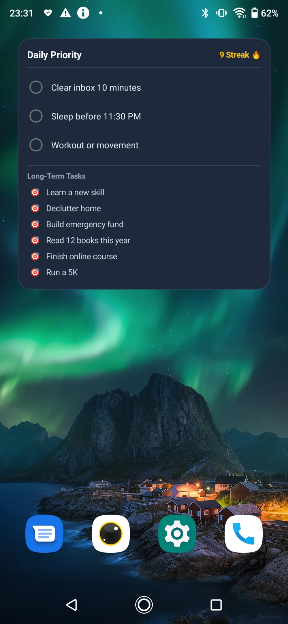 Daily priority widget